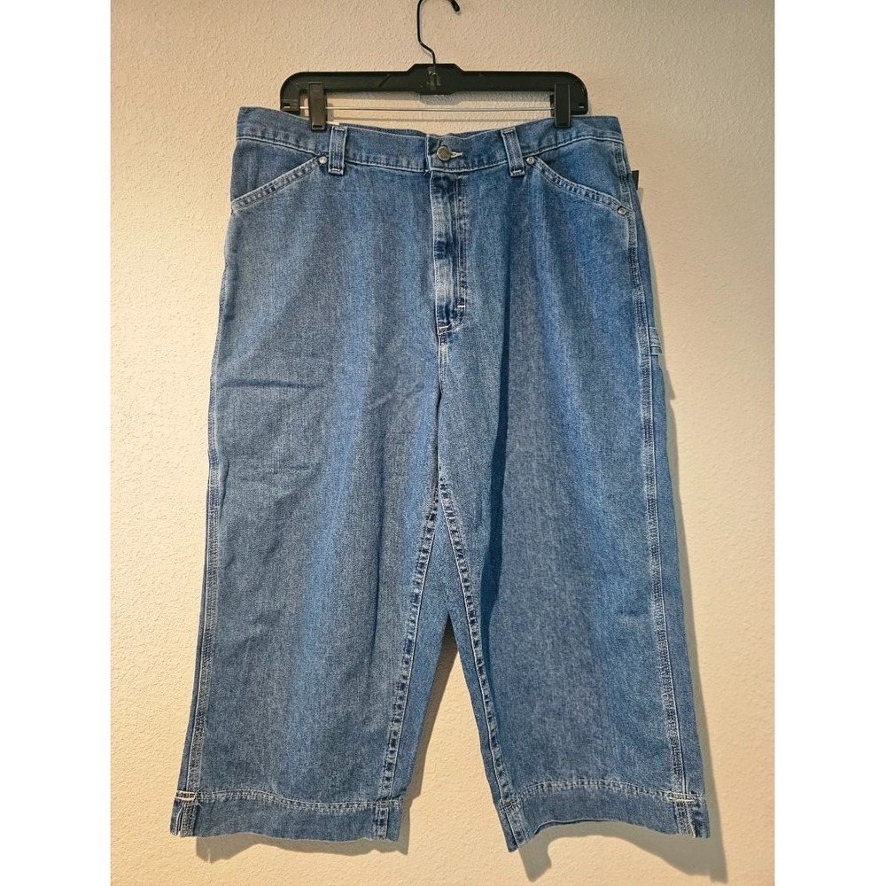 Riveted by Lee Women Carpenter Capris Blue Denim Utility Cropped Jeans Size 16M